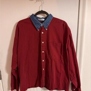 Tommy Hilfiger Red Shirt with Denim Collar